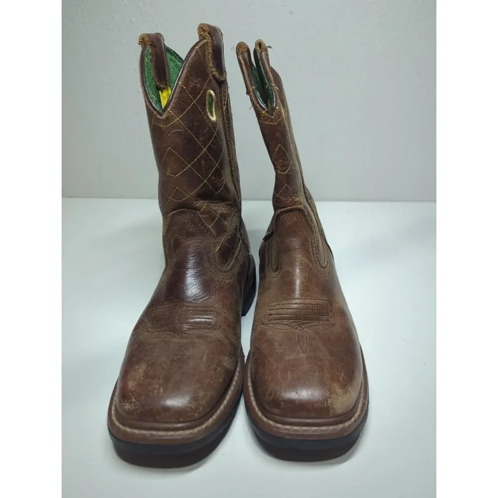 John Deere Square Toe Work Boots Kids Size 4M